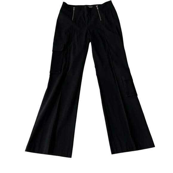 Bisou Bisou Michele‎ Bohbot Black Cargo Style Pants Side Pocket Wide Leg Size 8 - Picture 1 of 10